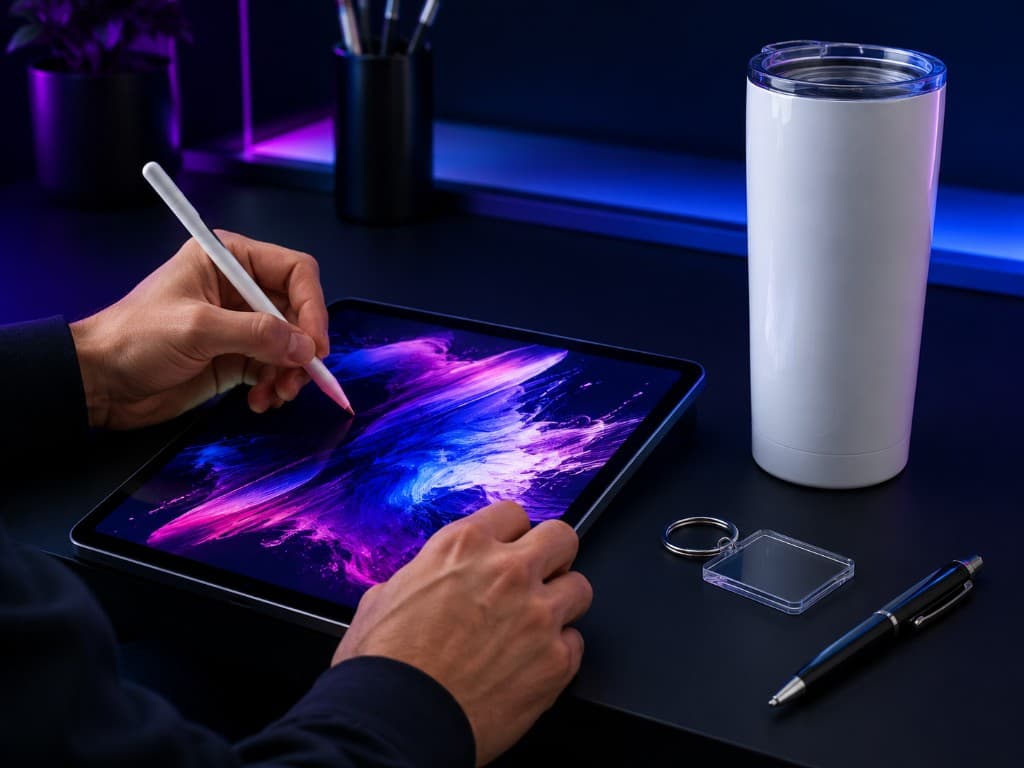 Design your custom print on tablet